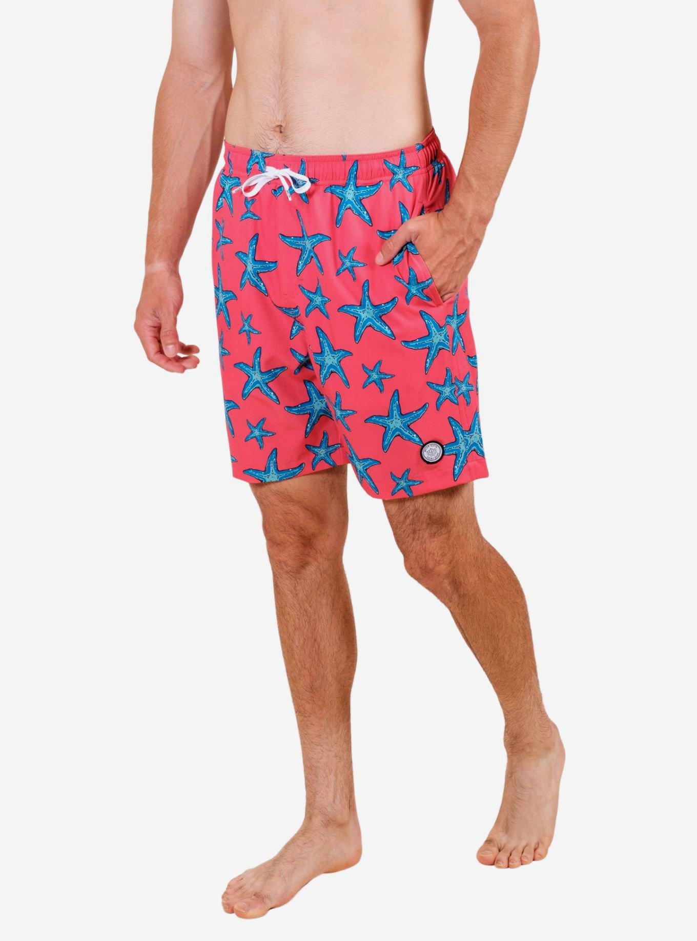 Pink Starfish Swim Trunks, PINK, alternate