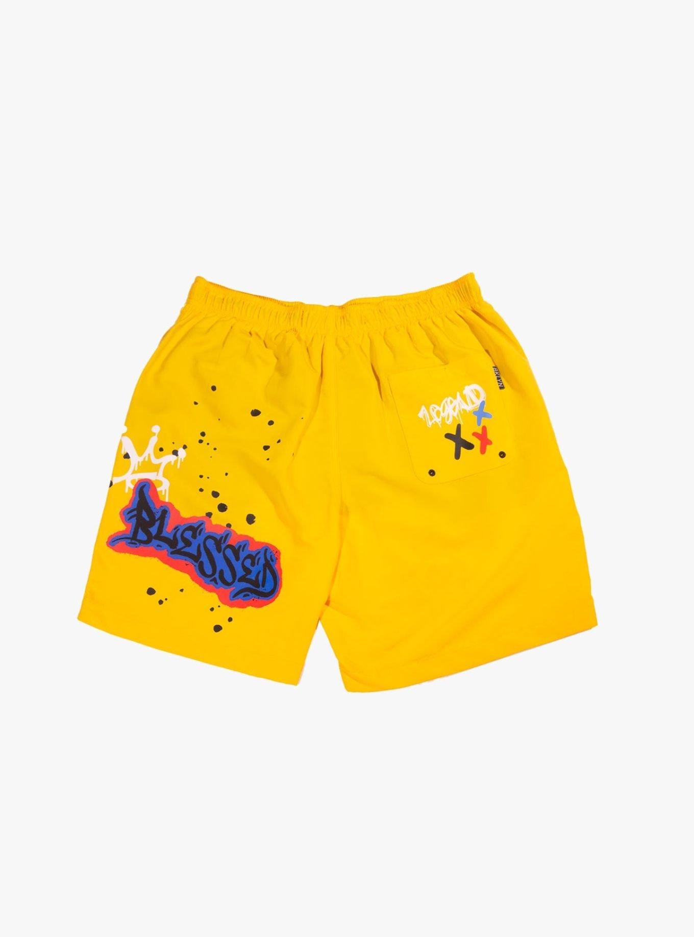 Yellow True Graffiti Swim Trunks, YELLOW, alternate