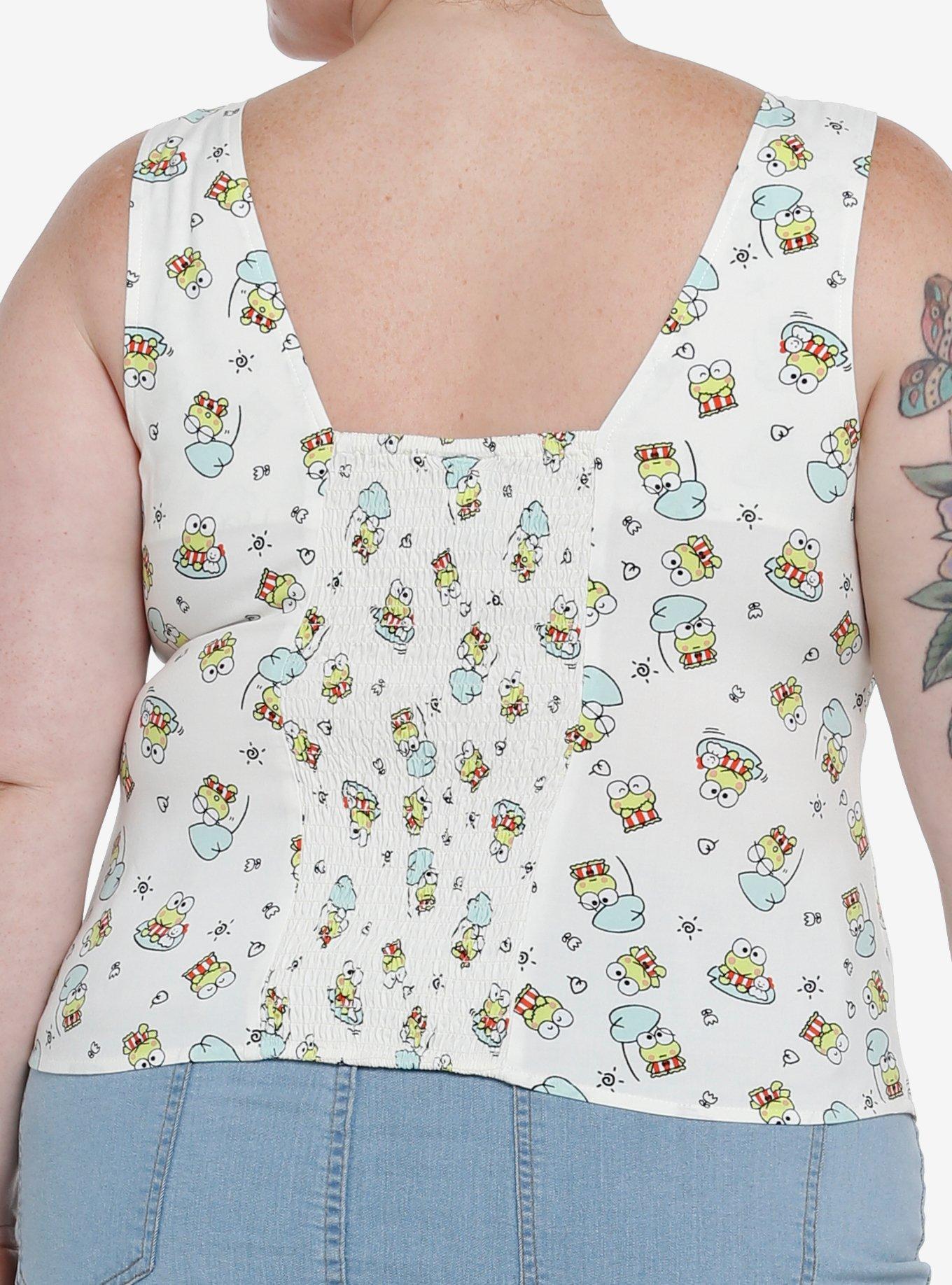 Keroppi Ruched Tank Top Plus Size, LIGHT GREEN, alternate