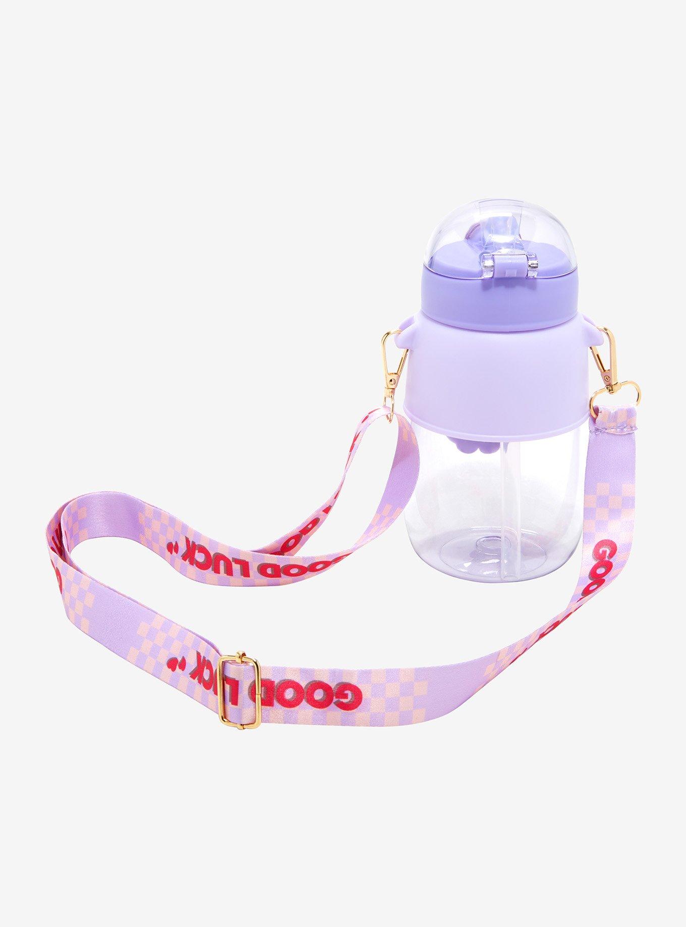 Lavender Cat Acrylic Water Bottle With Strap, , alternate