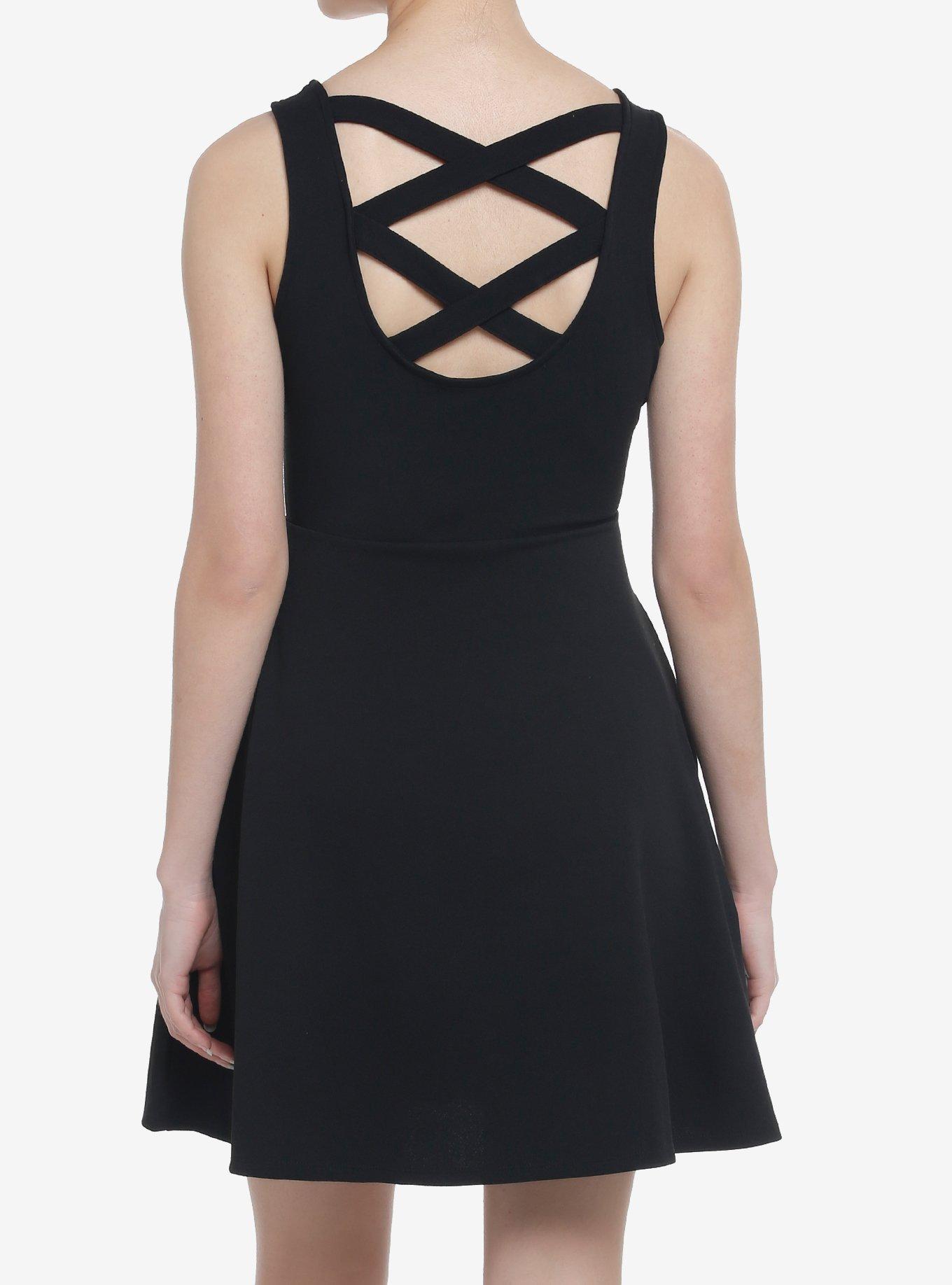 Cosmic Aura Black Strappy Back Dress, DEEP BLACK, alternate