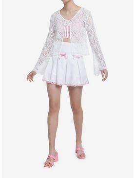 Sweet Society White Lace Tie-Front Shrug, , hi-res