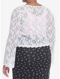 Sweet Society White Lace Tie-Front Shrug Plus Size, CLOUD DANCER, alternate