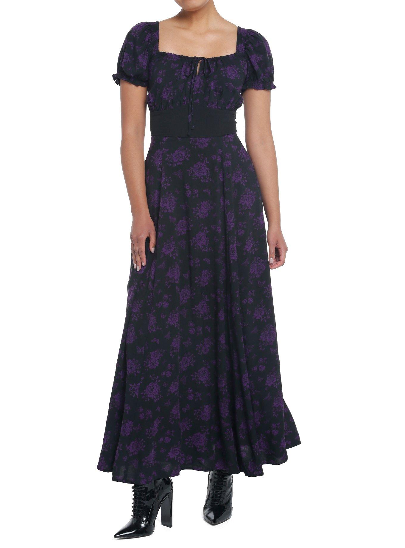 Cosmic Aura Purple Rose Maxi Dress, MULTI, alternate