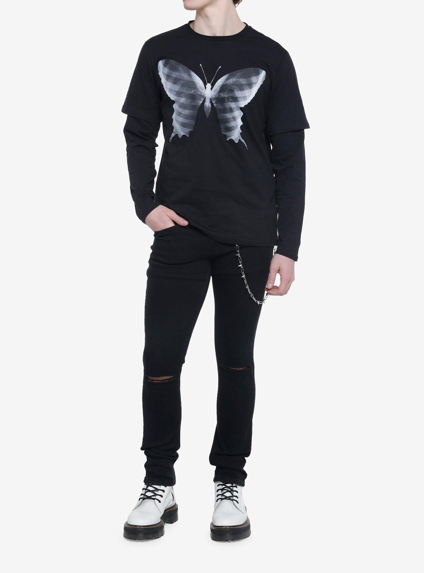 Butterfly X-Ray Twofer Long-Sleeve T-Shirt, BLACK, alternate