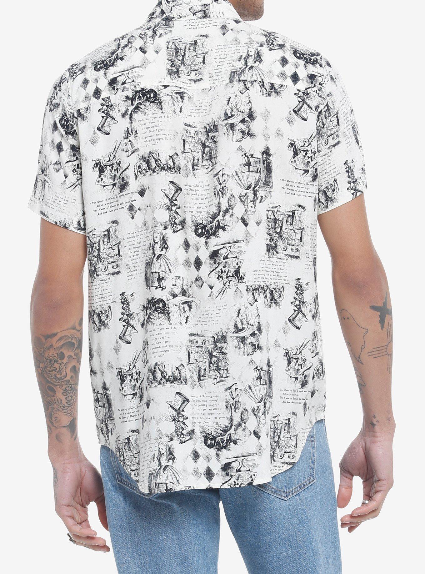 Alice's Adventures In Wonderland Woven Button-Up, BLACK  WHITE, alternate