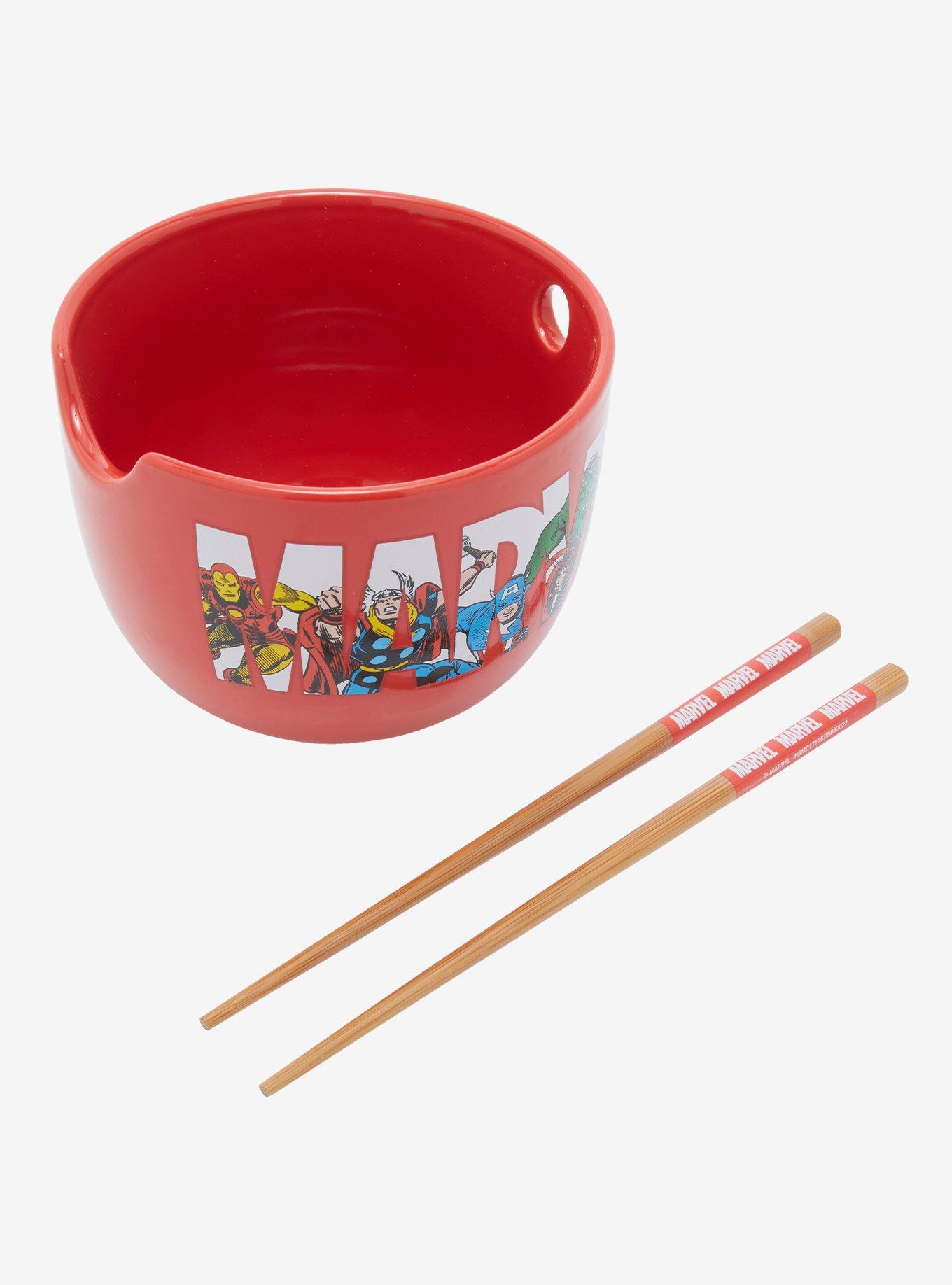 Marvel Superhero Logo Ramen Bowl with Chopsticks, , hi-res