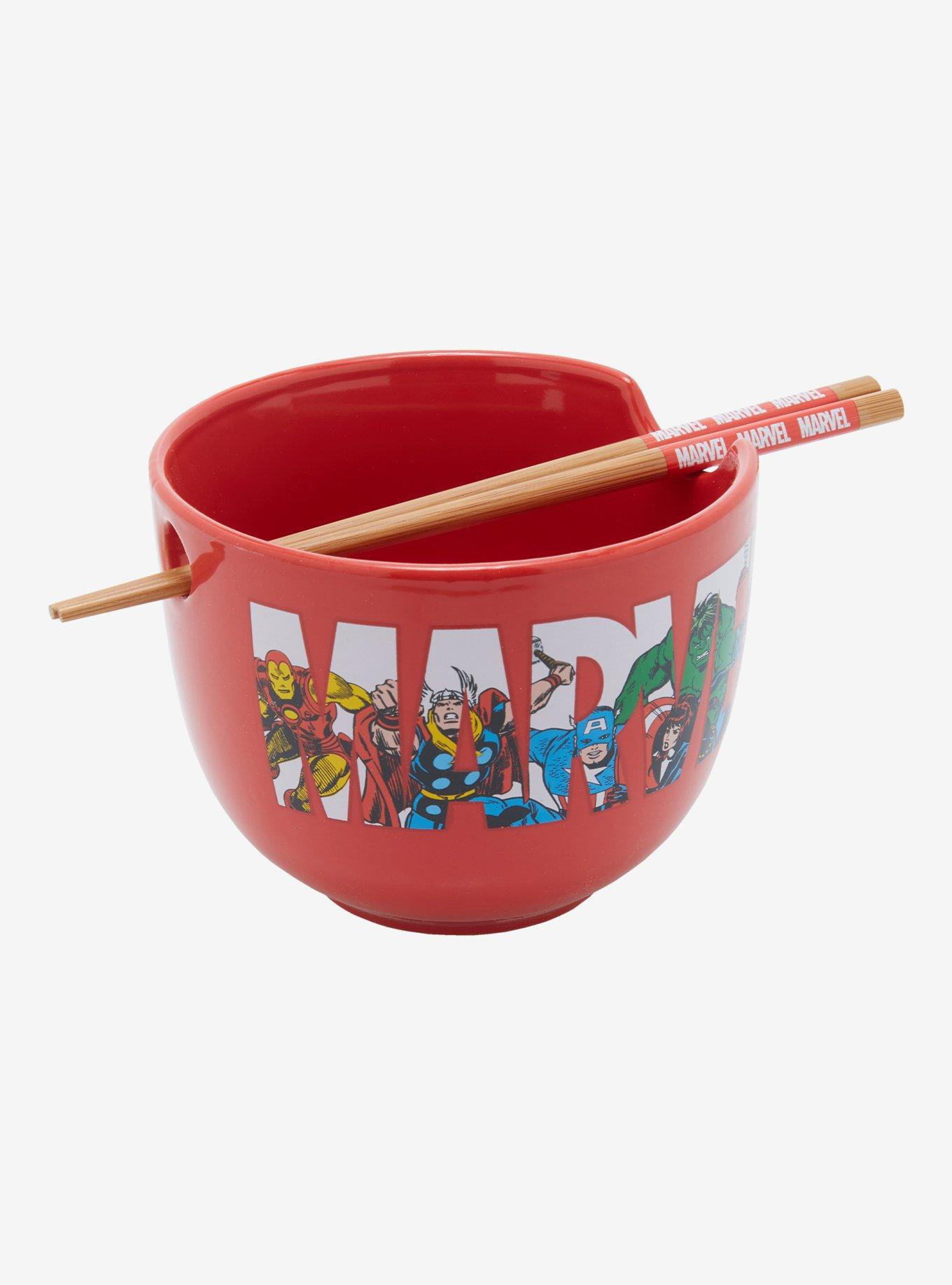 Marvel Superhero Logo Ramen Bowl with Chopsticks, , alternate