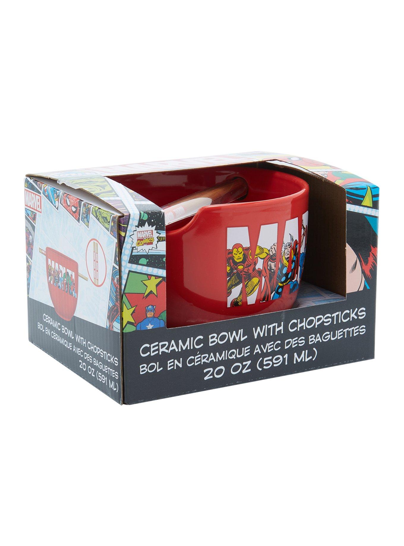 Marvel Superhero Logo Ramen Bowl with Chopsticks, , alternate