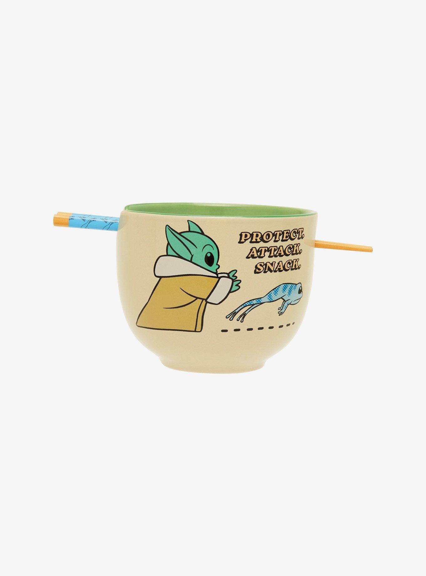 Star Wars The Mandalorian Grogu Protect Attack Snack Ramen Bowl with Chopsticks , , alternate