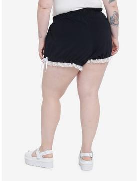 Black & White Lace Balloon Lounge Shorts Plus Size, , hi-res