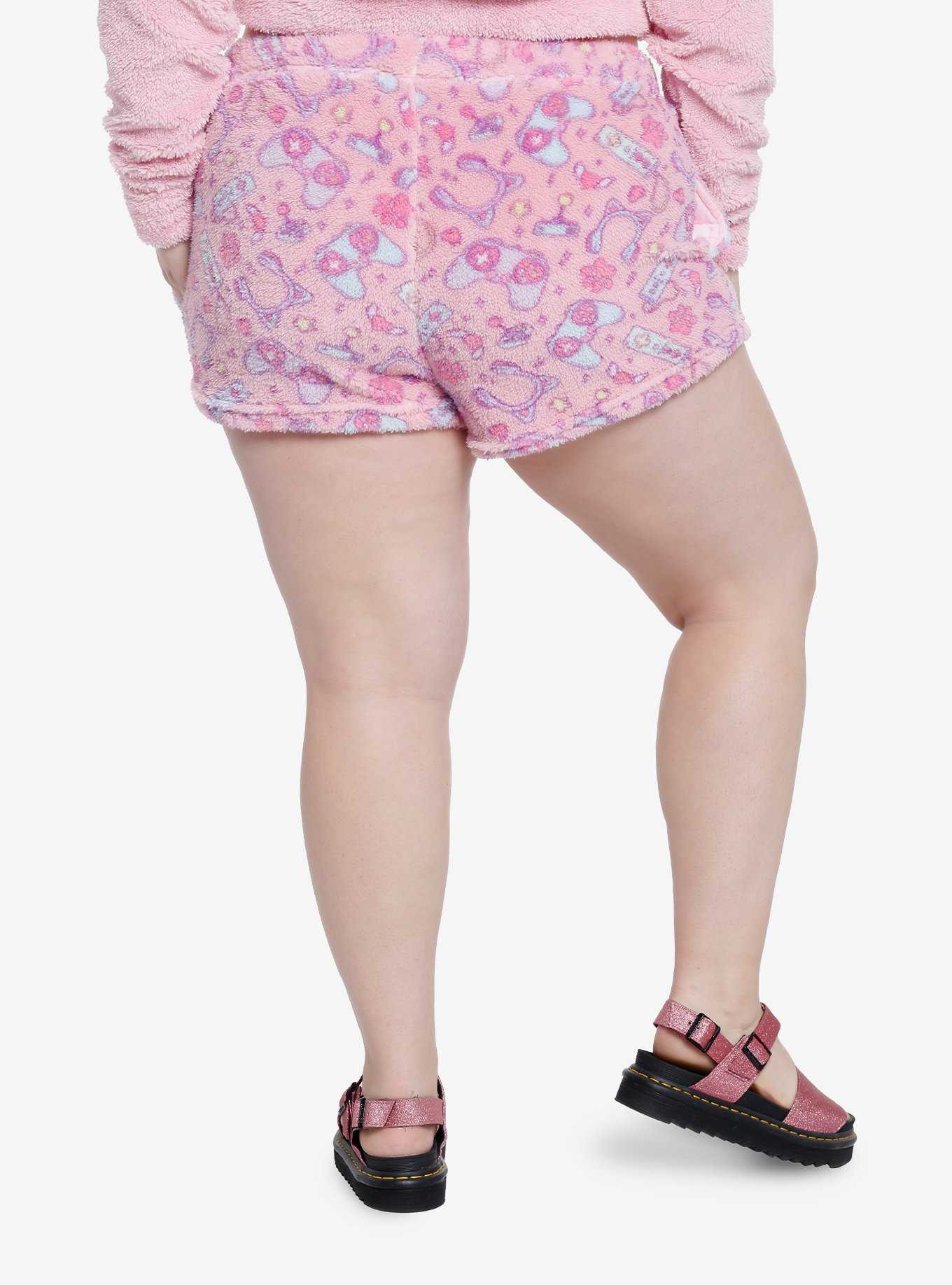 Pink Gamer Cat Girls Lounge Shorts Plus Size, , hi-res
