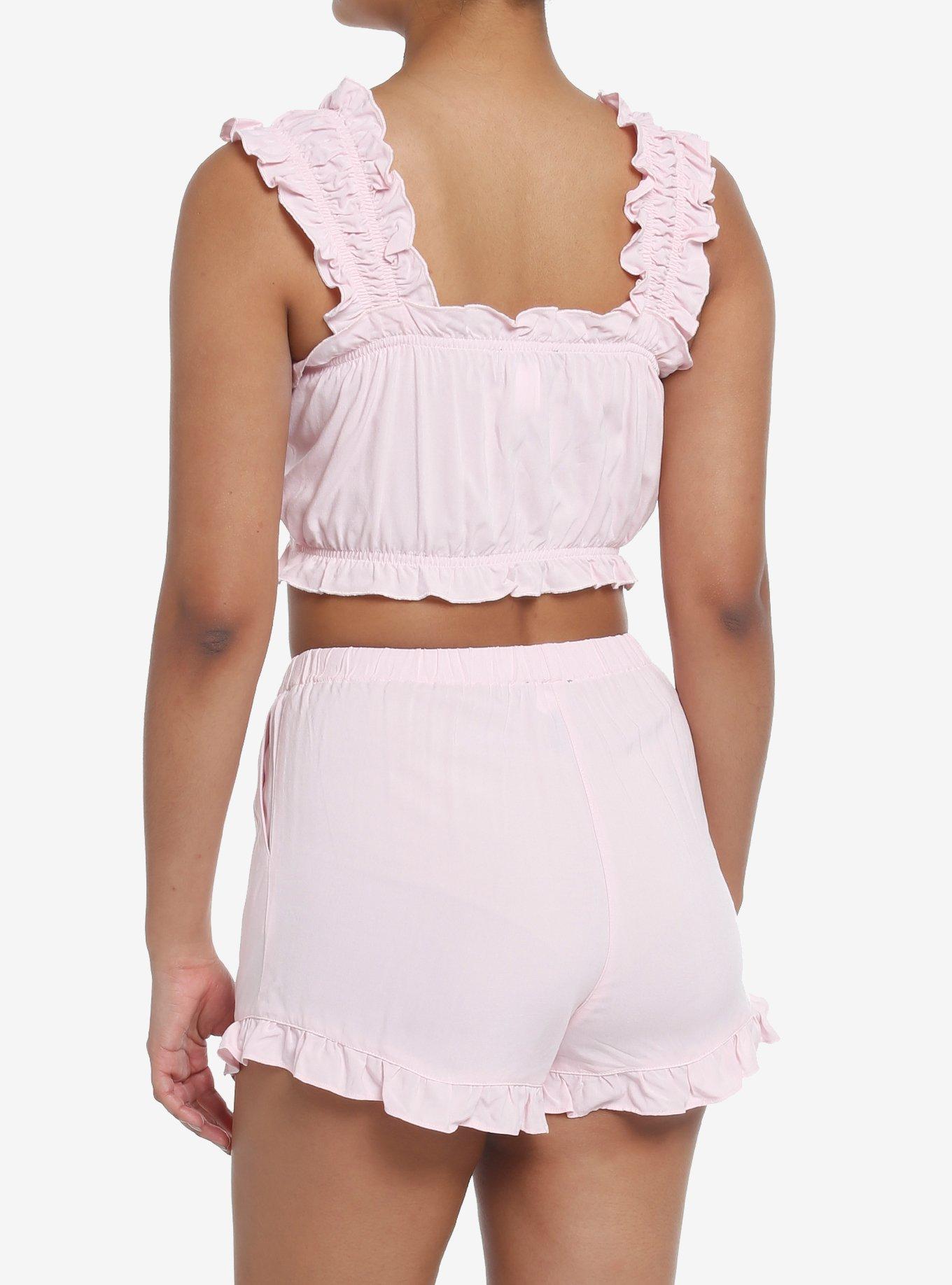 Pink Ruffle Cameo Girls Lounge Set, PINK, alternate