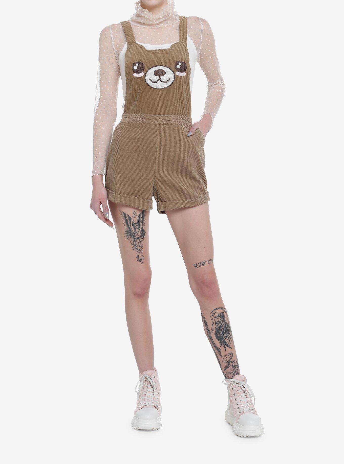 Teddy Bear Corduroy Shortalls, BROWN, alternate
