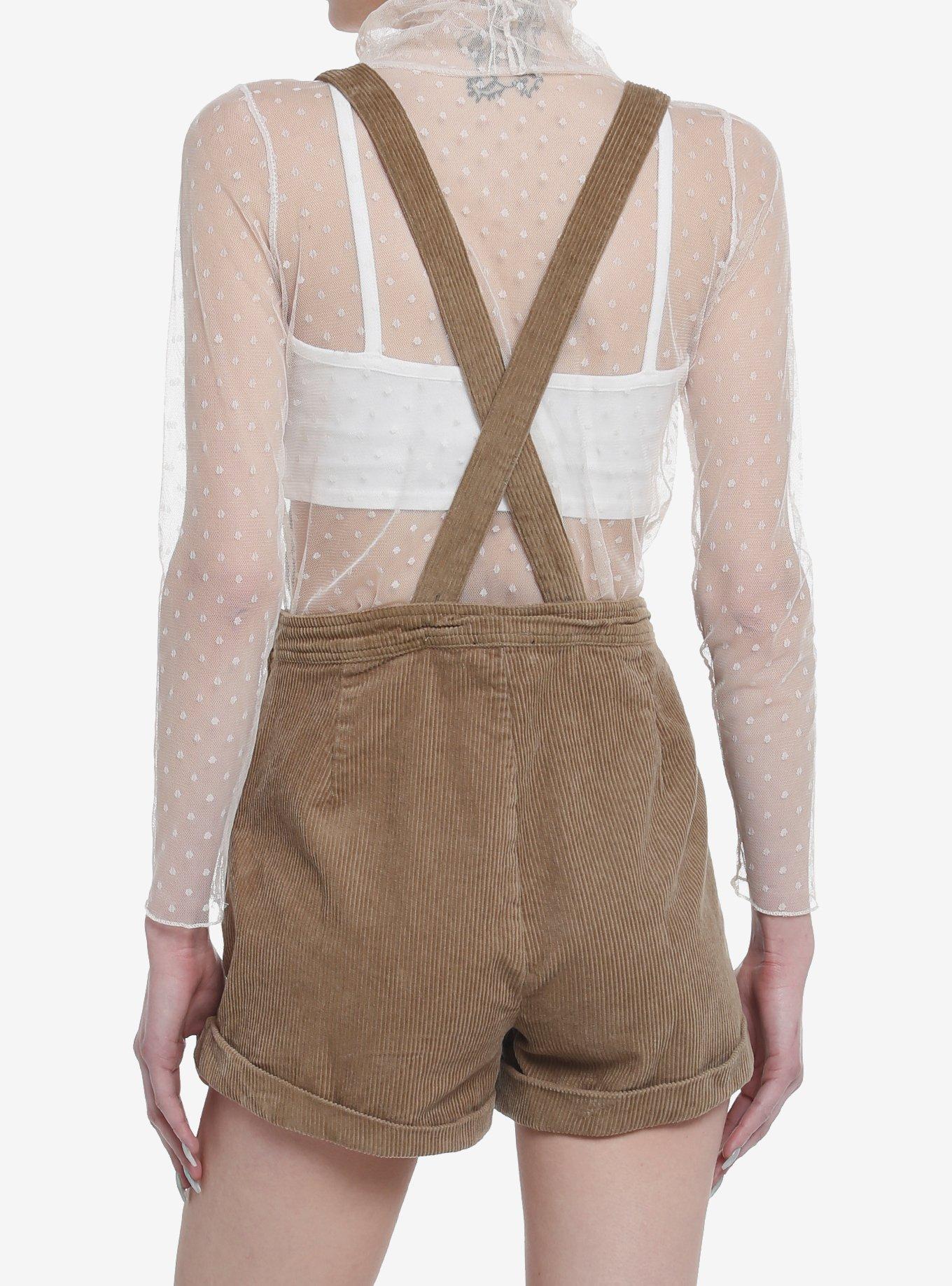 Teddy Bear Corduroy Shortalls, BROWN, alternate