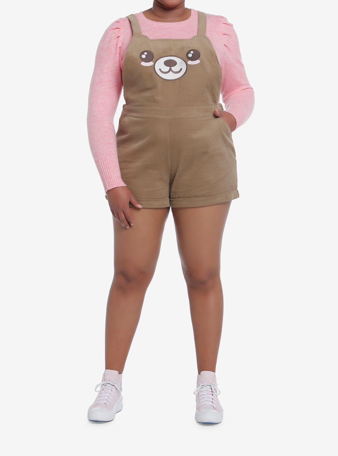Teddy Bear Corduroy Shortalls, BROWN, alternate