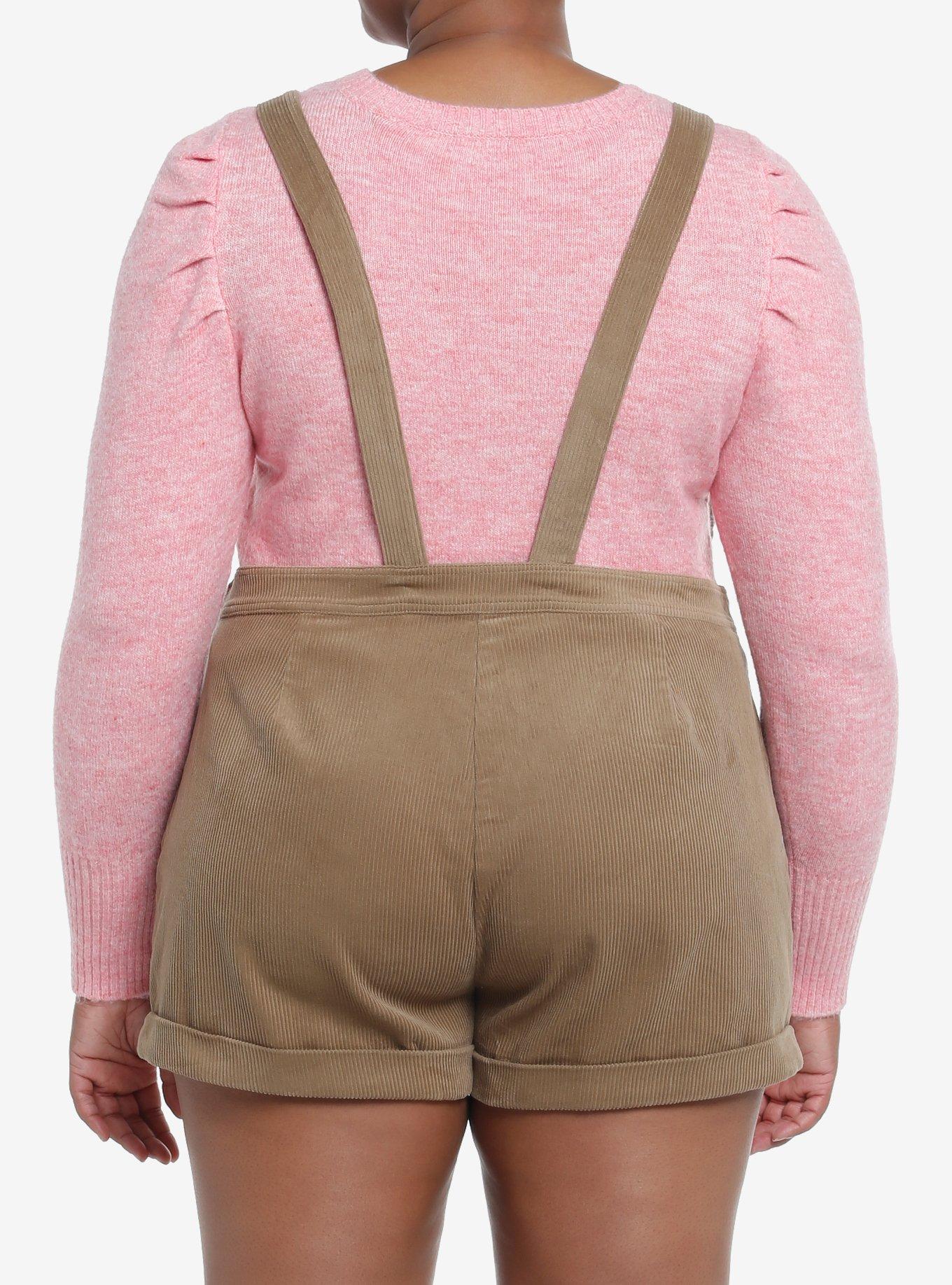 Teddy Bear Corduroy Shortalls, BROWN, alternate
