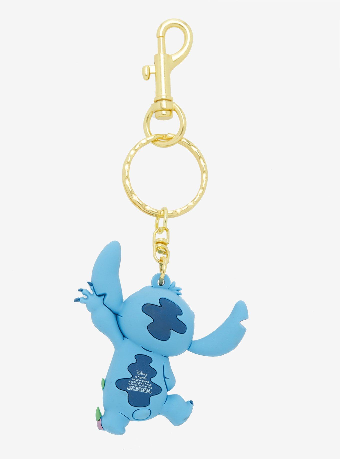 Loungefly Disney Lilo & Stitch Smiling Stitch with Flowers Keychain - BoxLunch Exclusive, , alternate