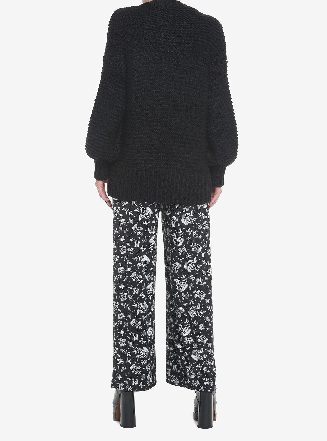 Black Chunky Knit Girls Open Cardigan, BLACK, alternate