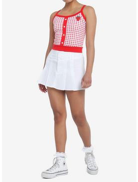 Sweet Society Red Strawberry Gingham Girls Sweater Tank Top, , hi-res