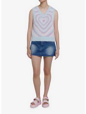 Sweet Society Pastel Hearts Fuzzy Girls Sweater Vest, , hi-res