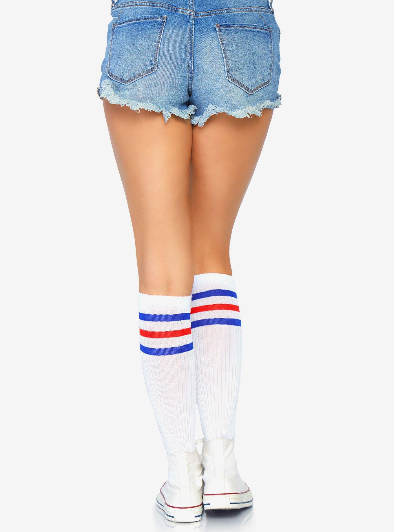 Athletic Striped Knee High Socks, , hi-res