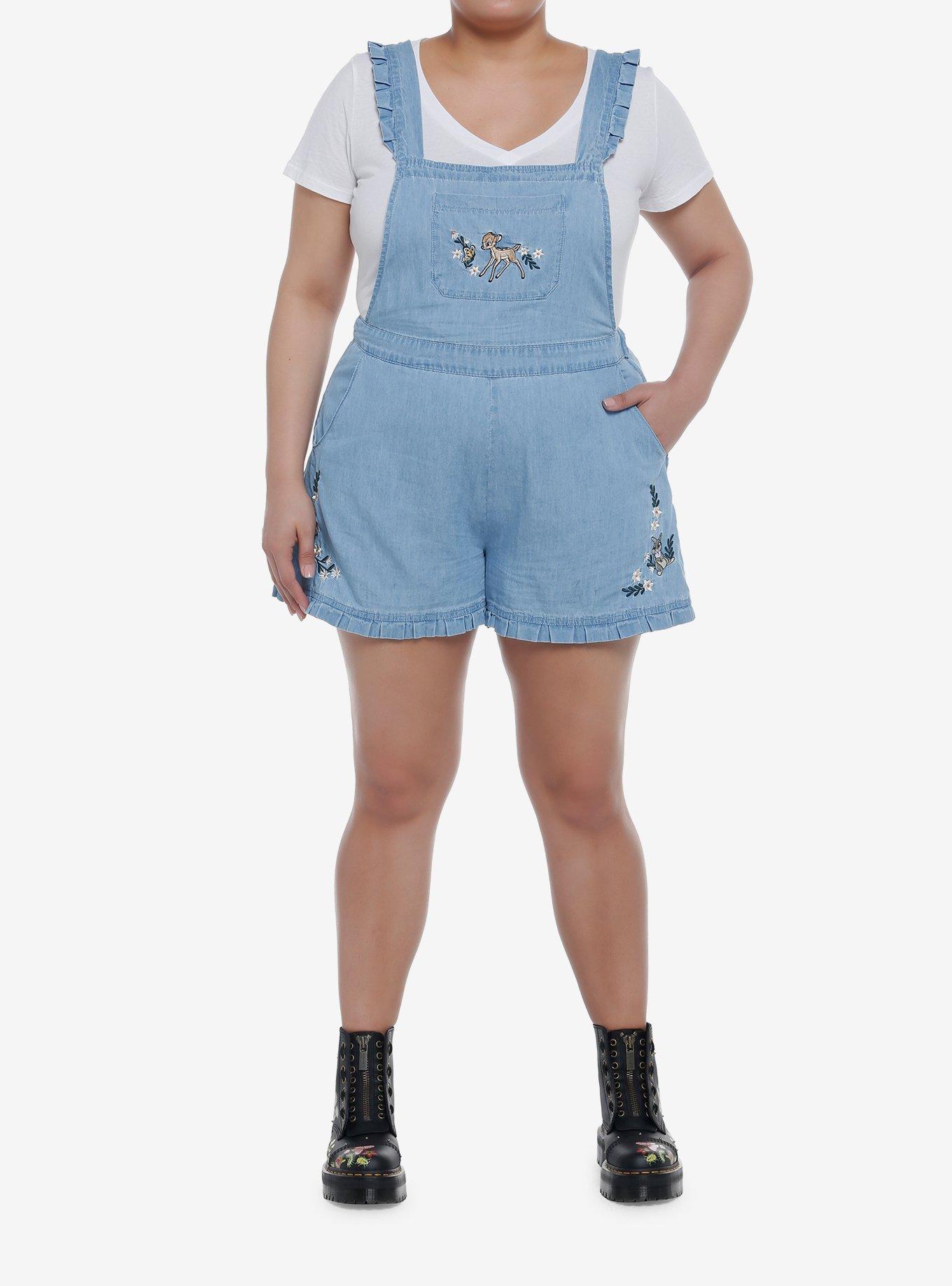 Disney Bambi Ruffle Denim Shortalls Plus Size, MULTI, alternate