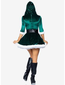 Mrs. Claus Costume Velvet Hooded Dress with Belt Green, , hi-res