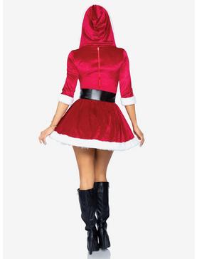 Mrs. Claus Costume Velvet Hooded Dress with Belt Red, , hi-res