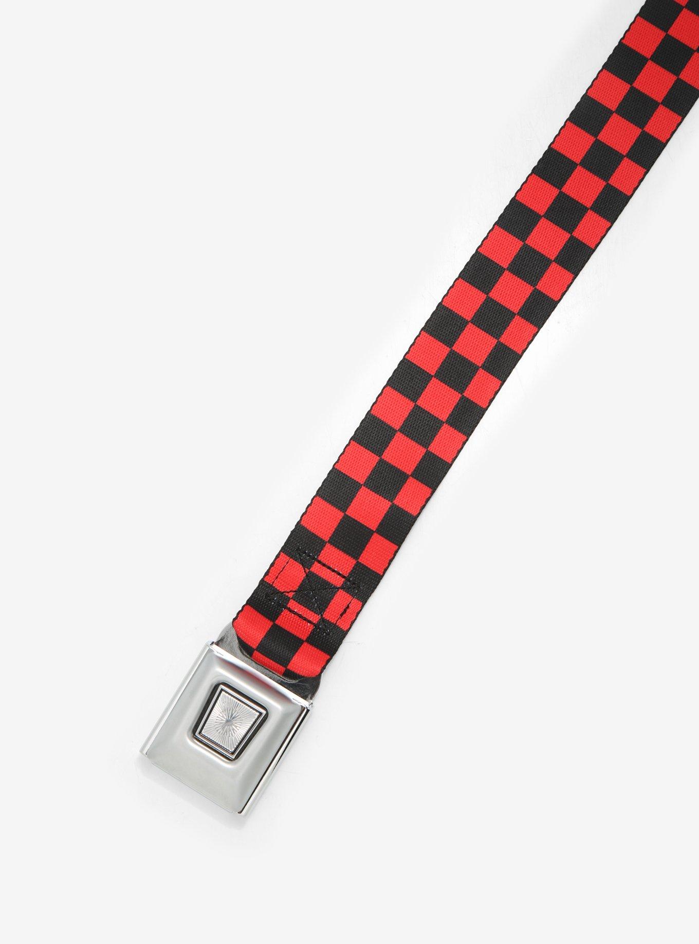 Buckle-Down Black & Red Checkered Seat Belt Belt, , alternate