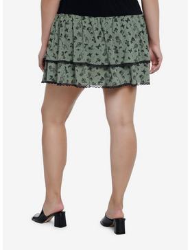 Plus Size Thorn & Fable Green Butterfly Mushroom Tiered Skirt Plus Size, , hi-res