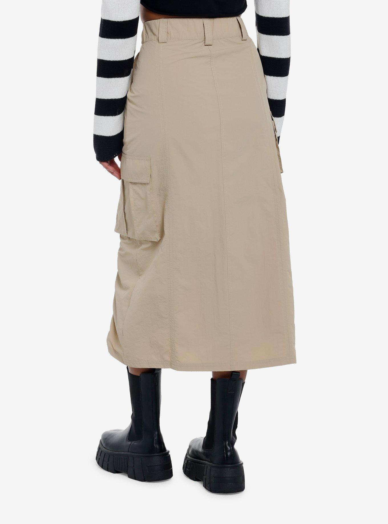 Khaki Cargo Maxi Skirt, KHAKI, alternate