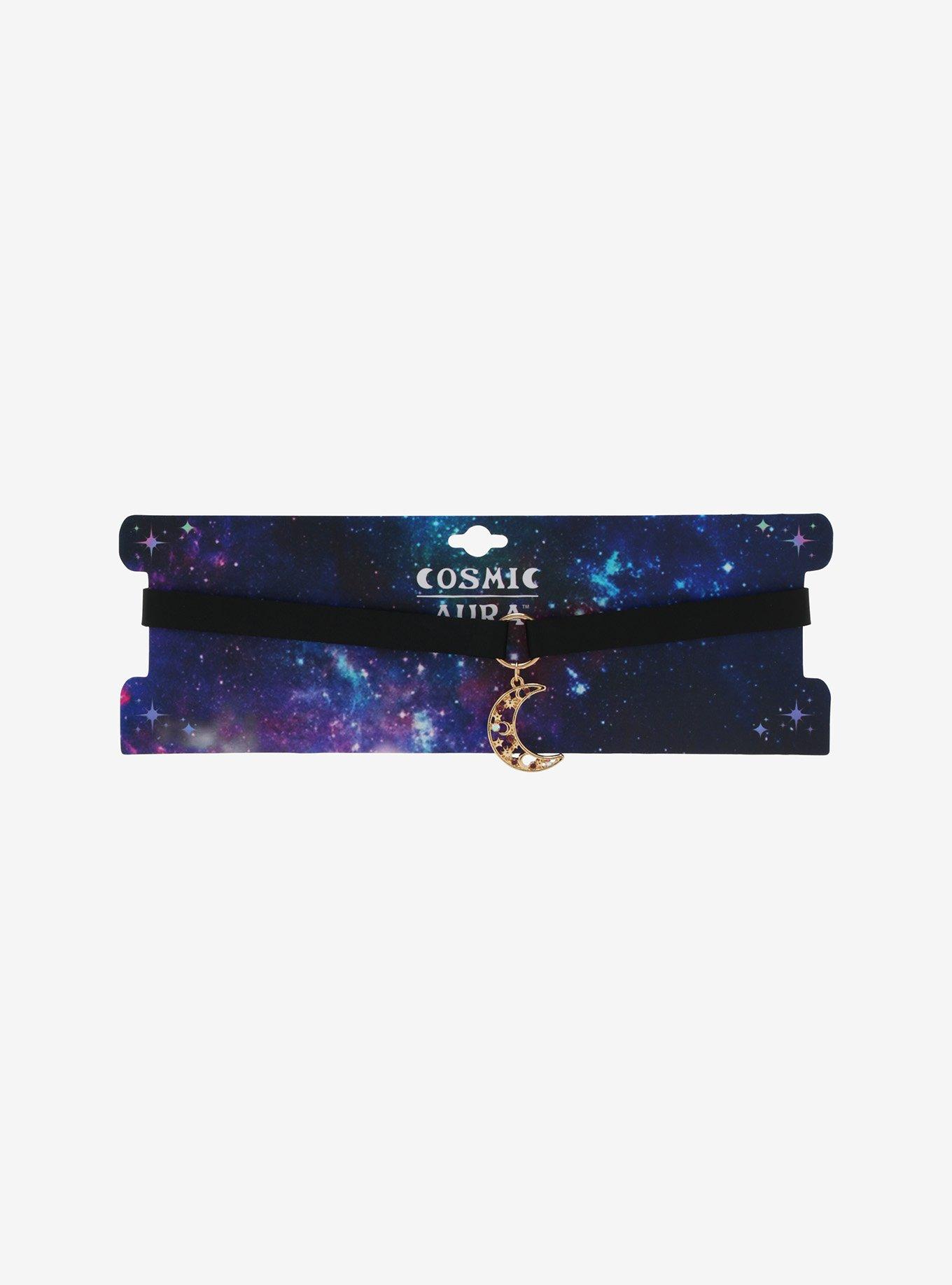 Gold Celestial Crescent Moon Choker, , alternate