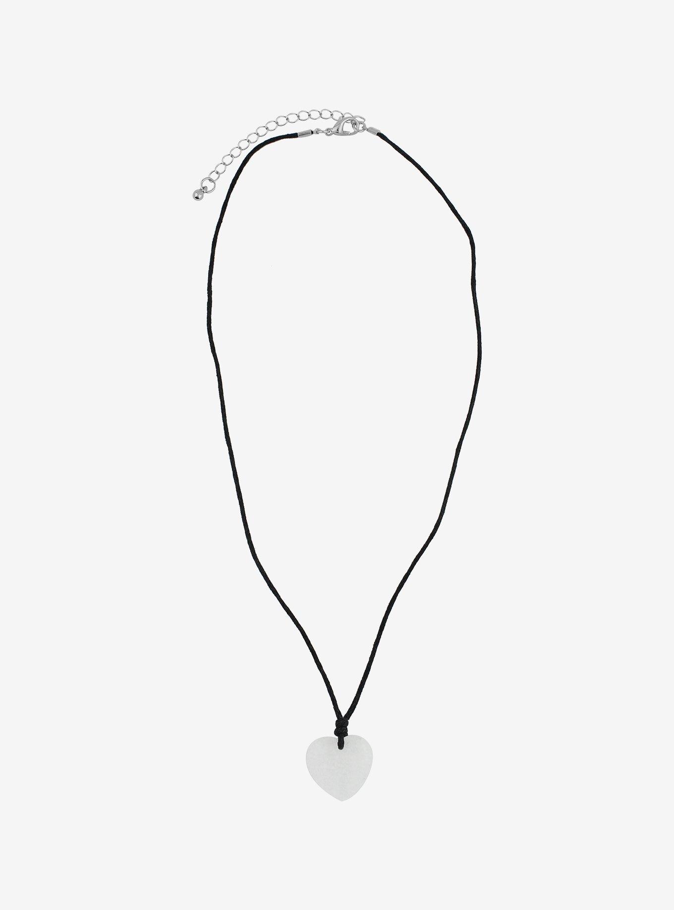 Heart Crystal Cord Necklace, , alternate