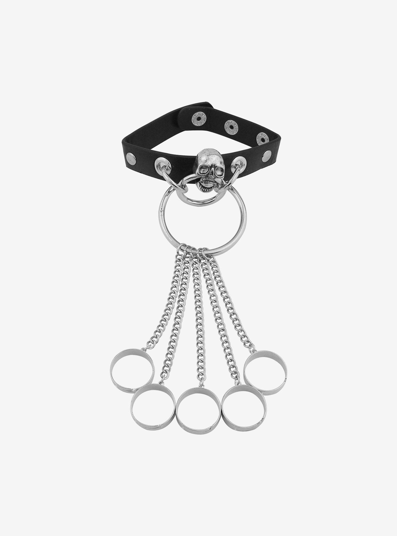 Skull Hardware Hand Ring Bracelet, , alternate