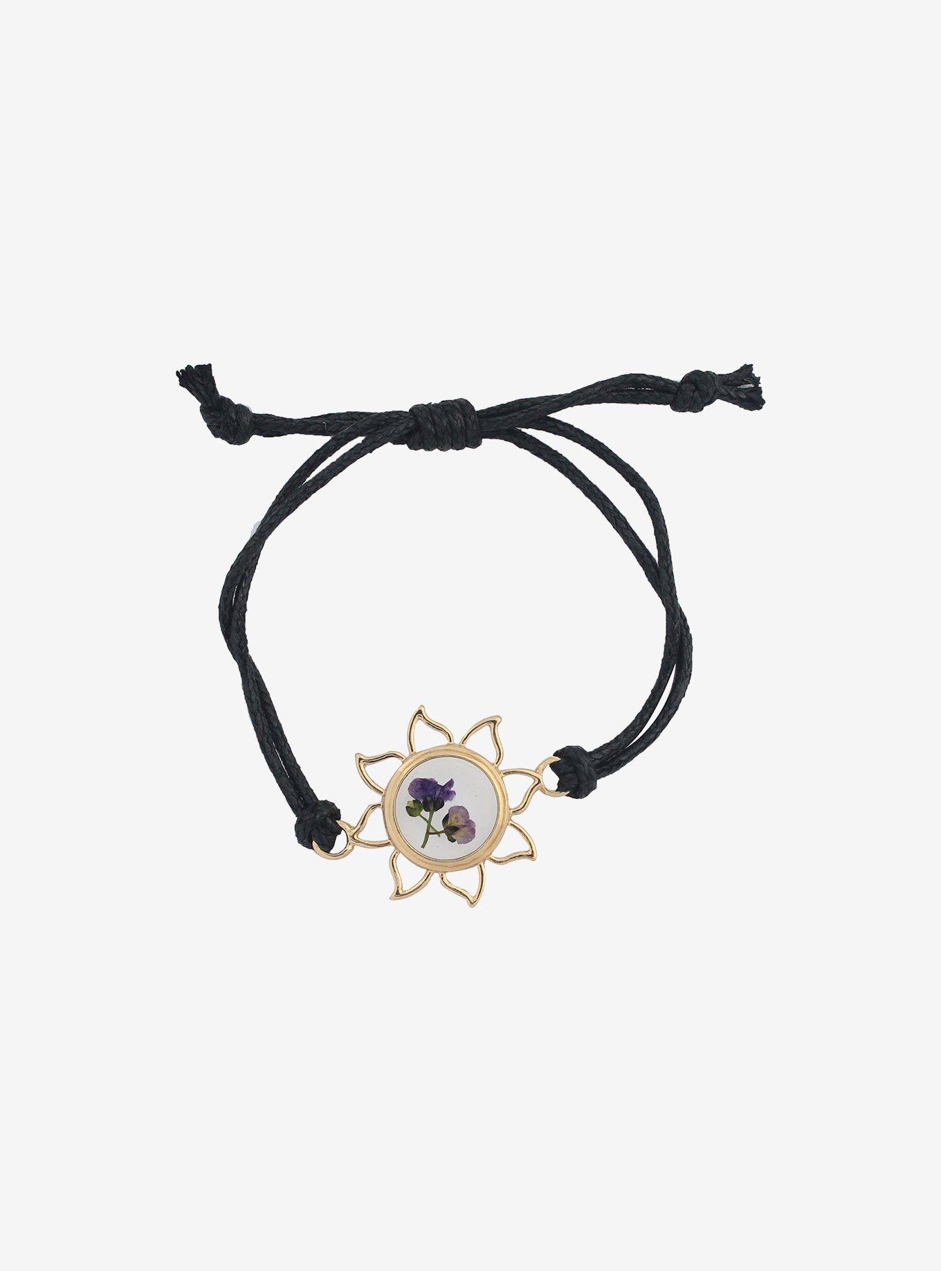 Dried Aster Flower Cord Bracelet, , alternate