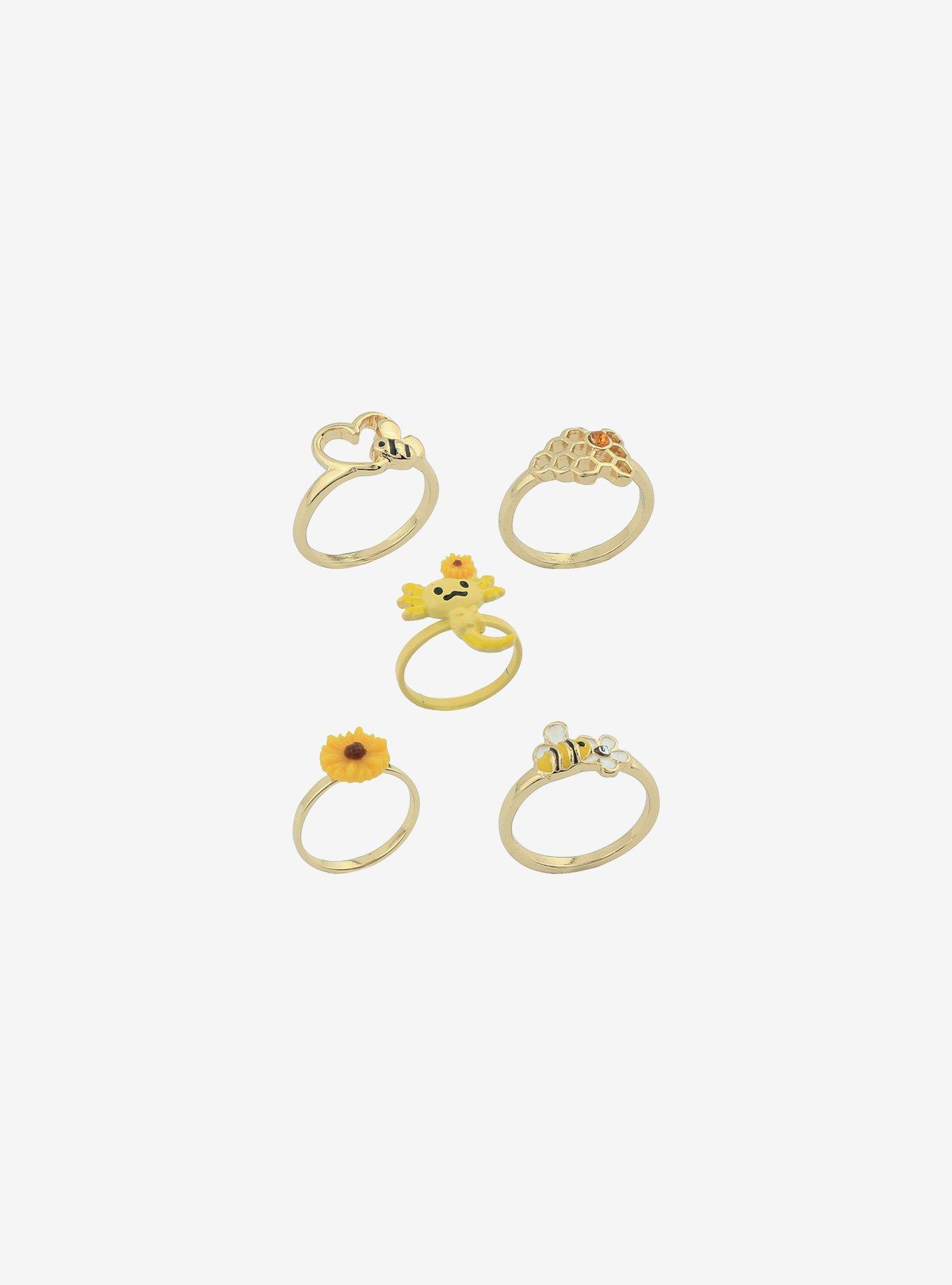 Honey Axolotl Sunflower Ring Set, , alternate
