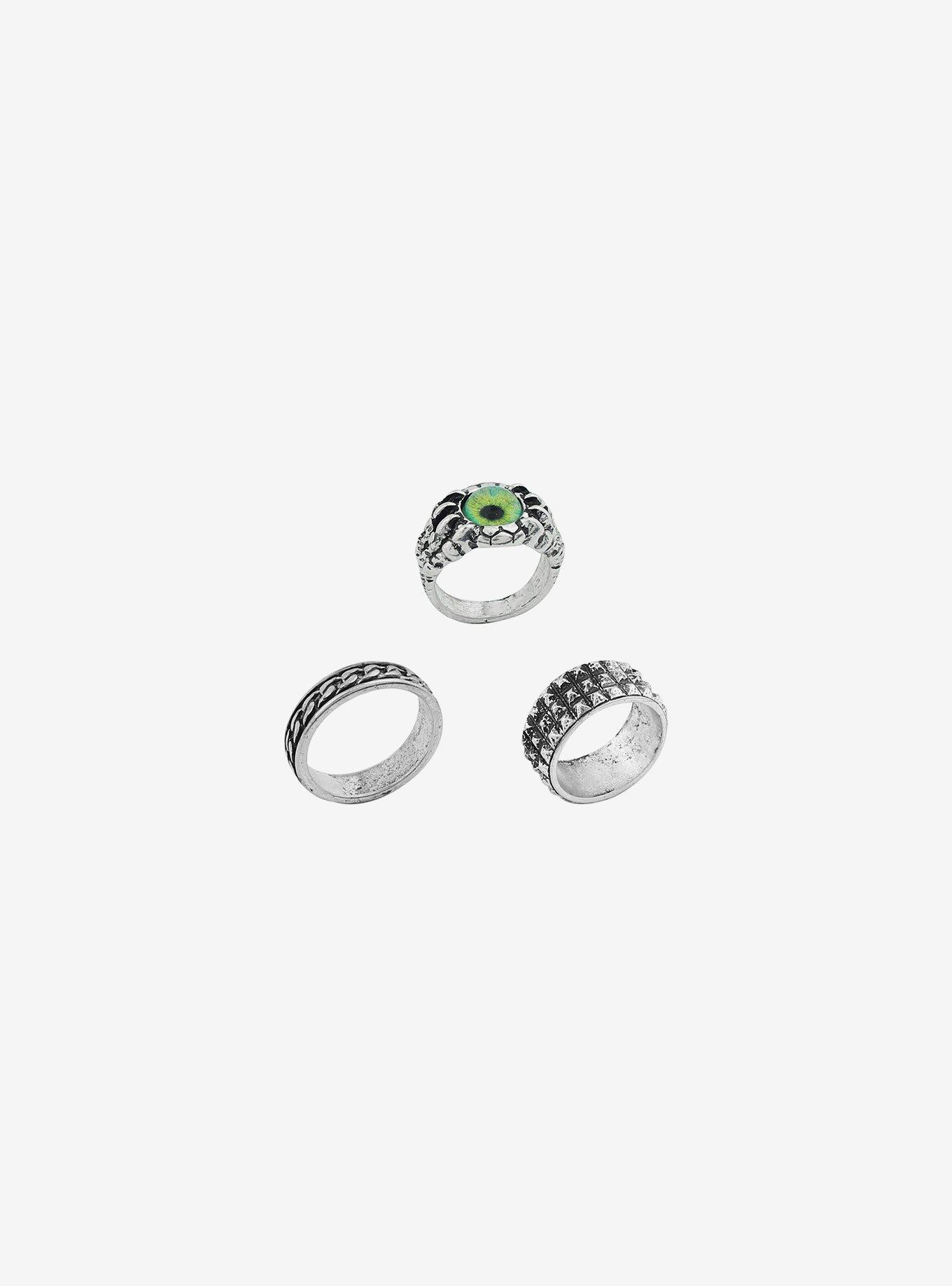 Eyeball Pyramid Stud Guys Ring Set, , hi-res