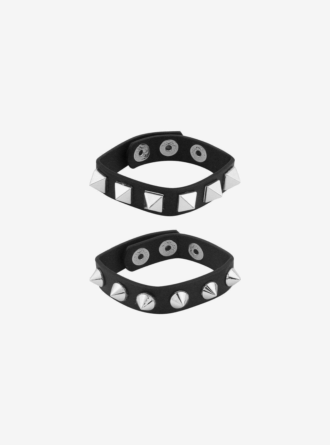 Pyramid Spike Cuff Bracelet Set