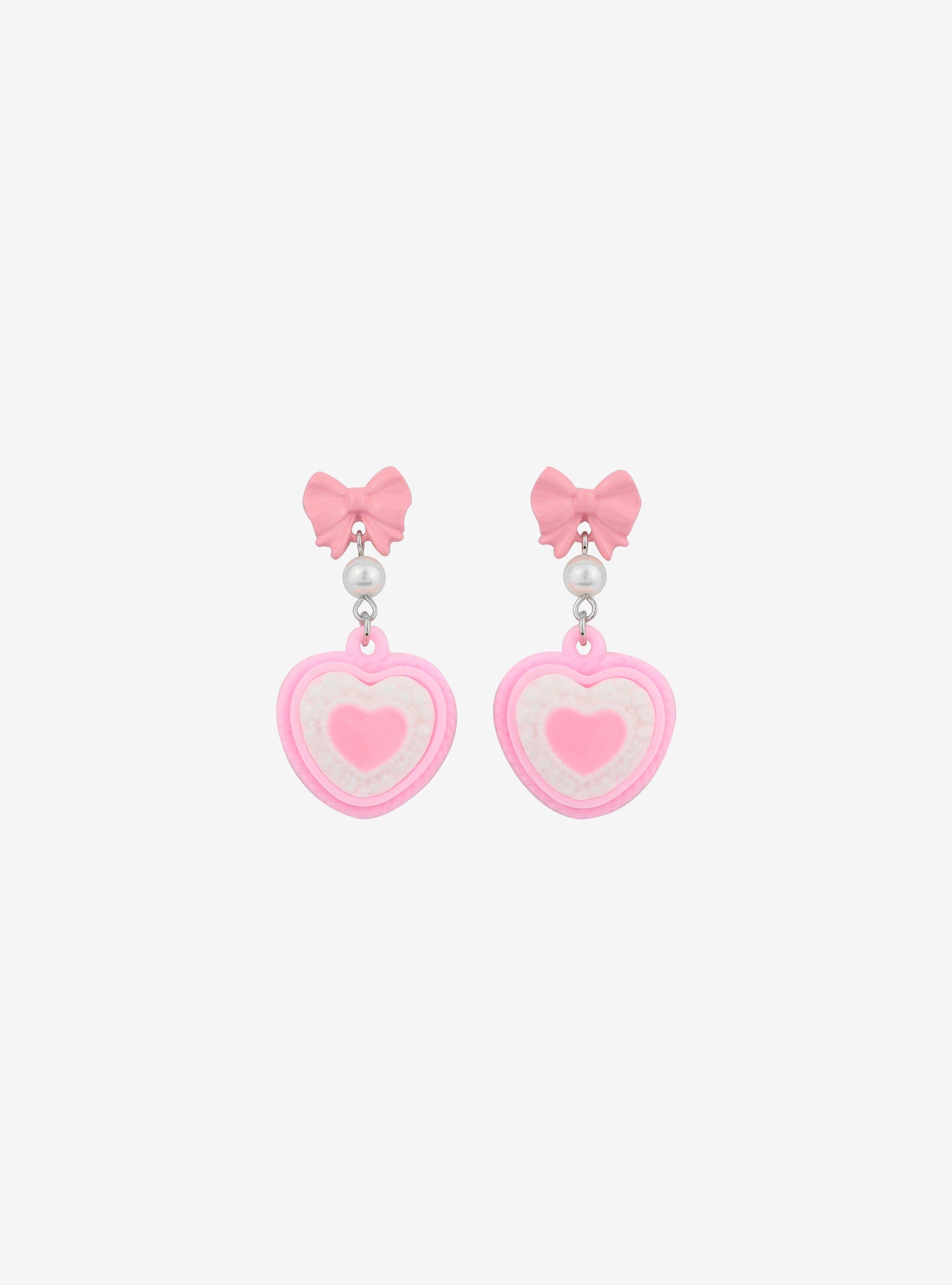 Pink Heart Cake Drop Earrings, , alternate