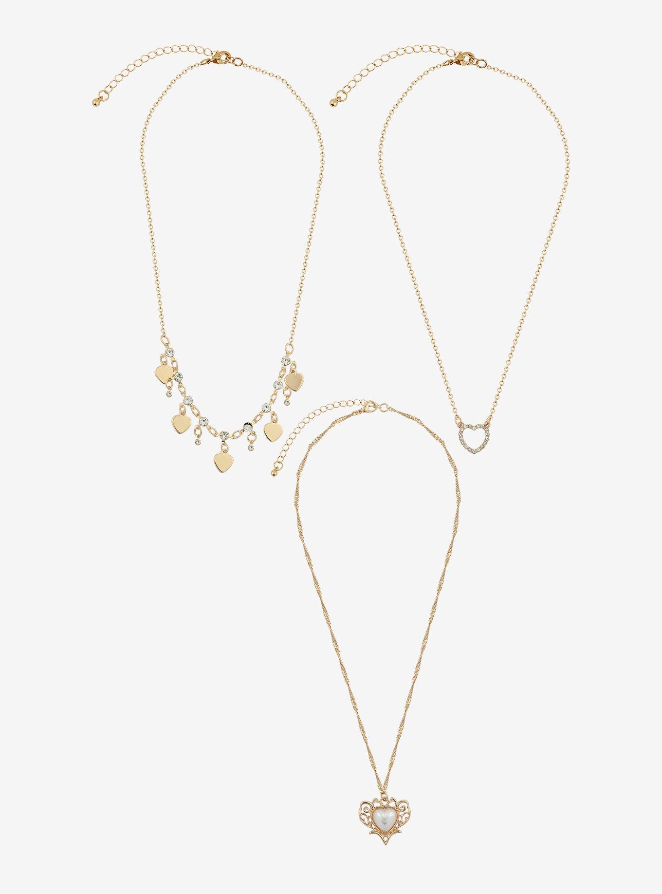 Dainty Gold Heart Necklace Set, , hi-res
