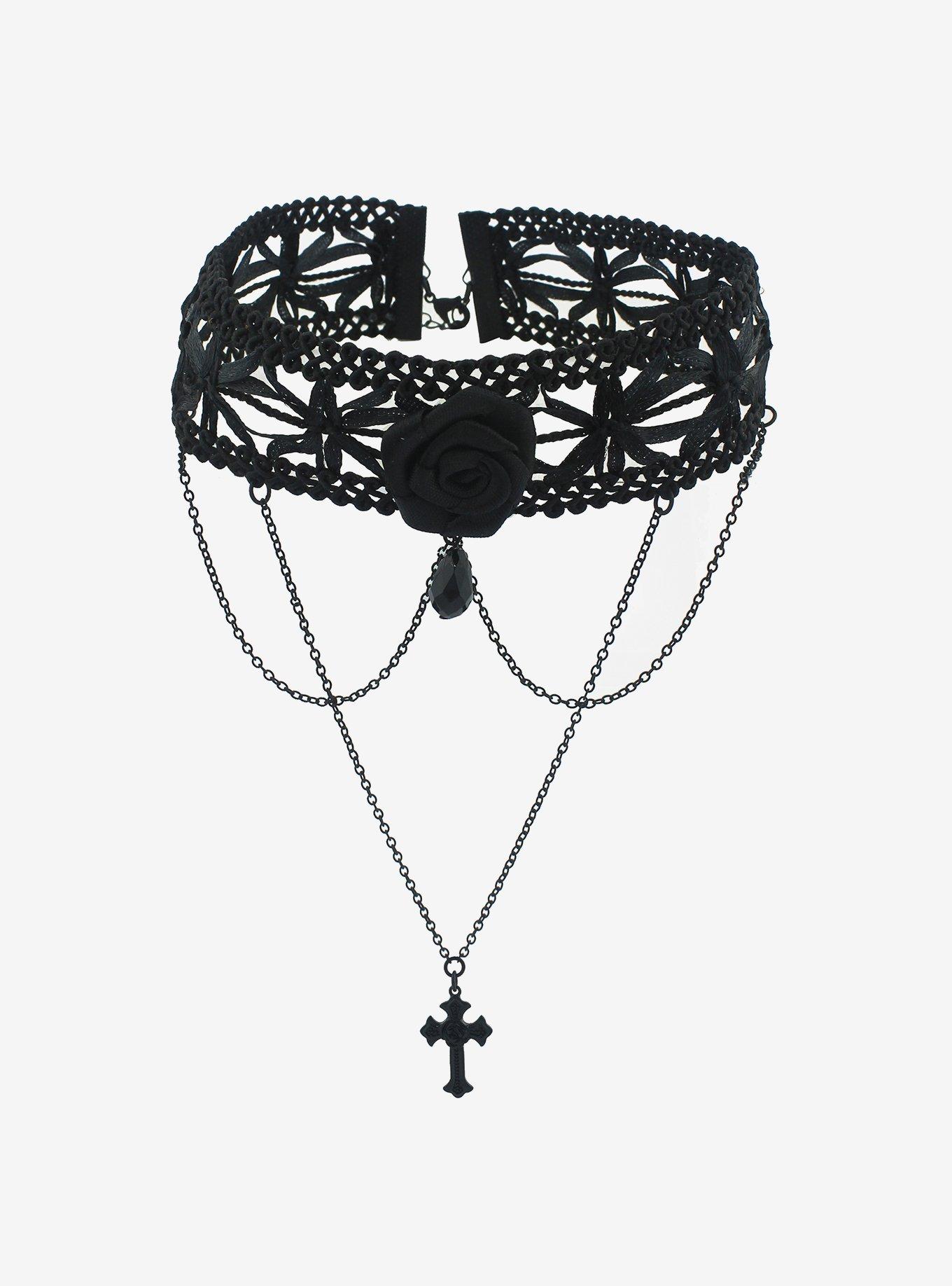 Rose Cross Chain Choker, , alternate