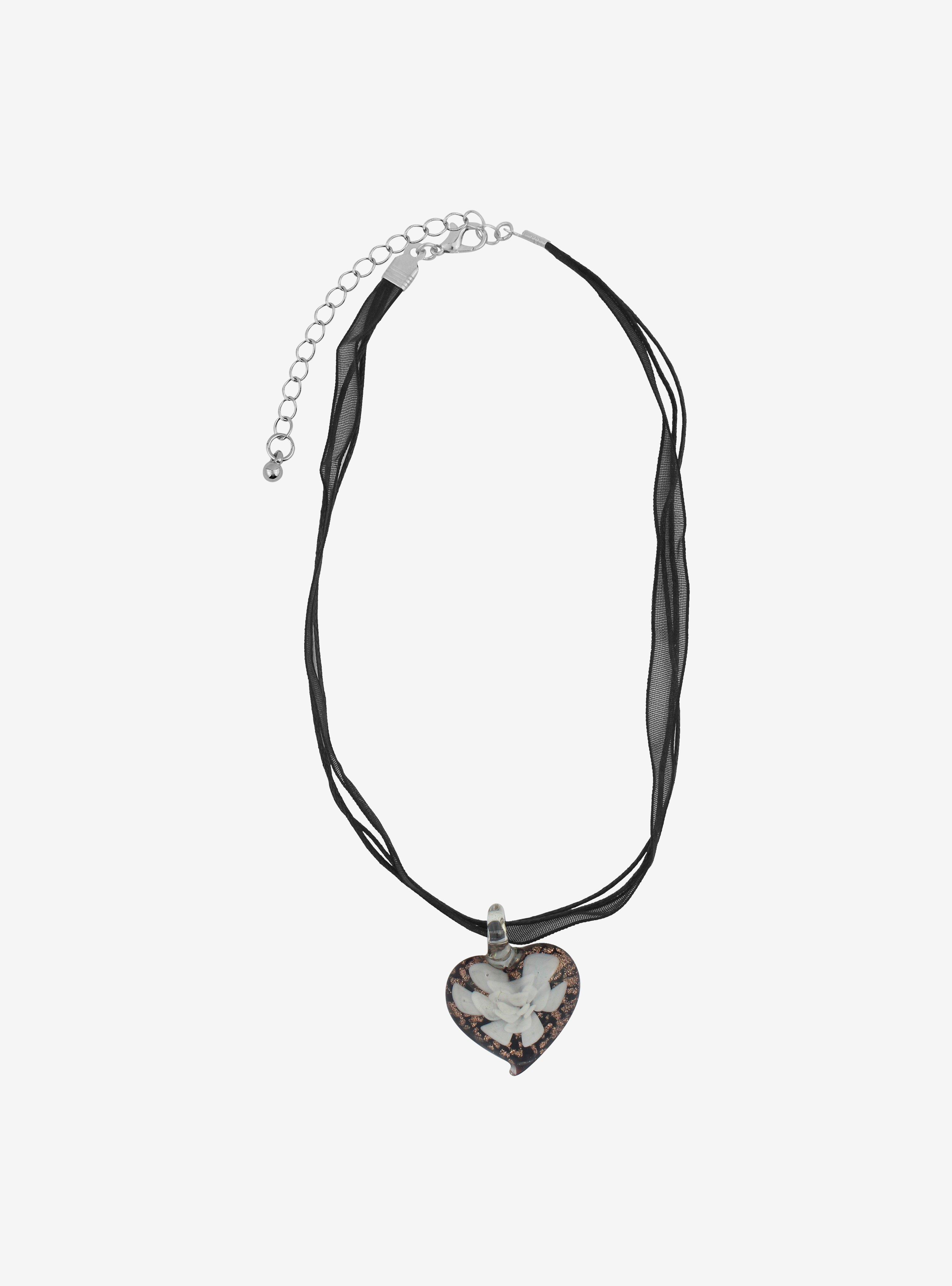 Glass Heart Flower Choker, , alternate