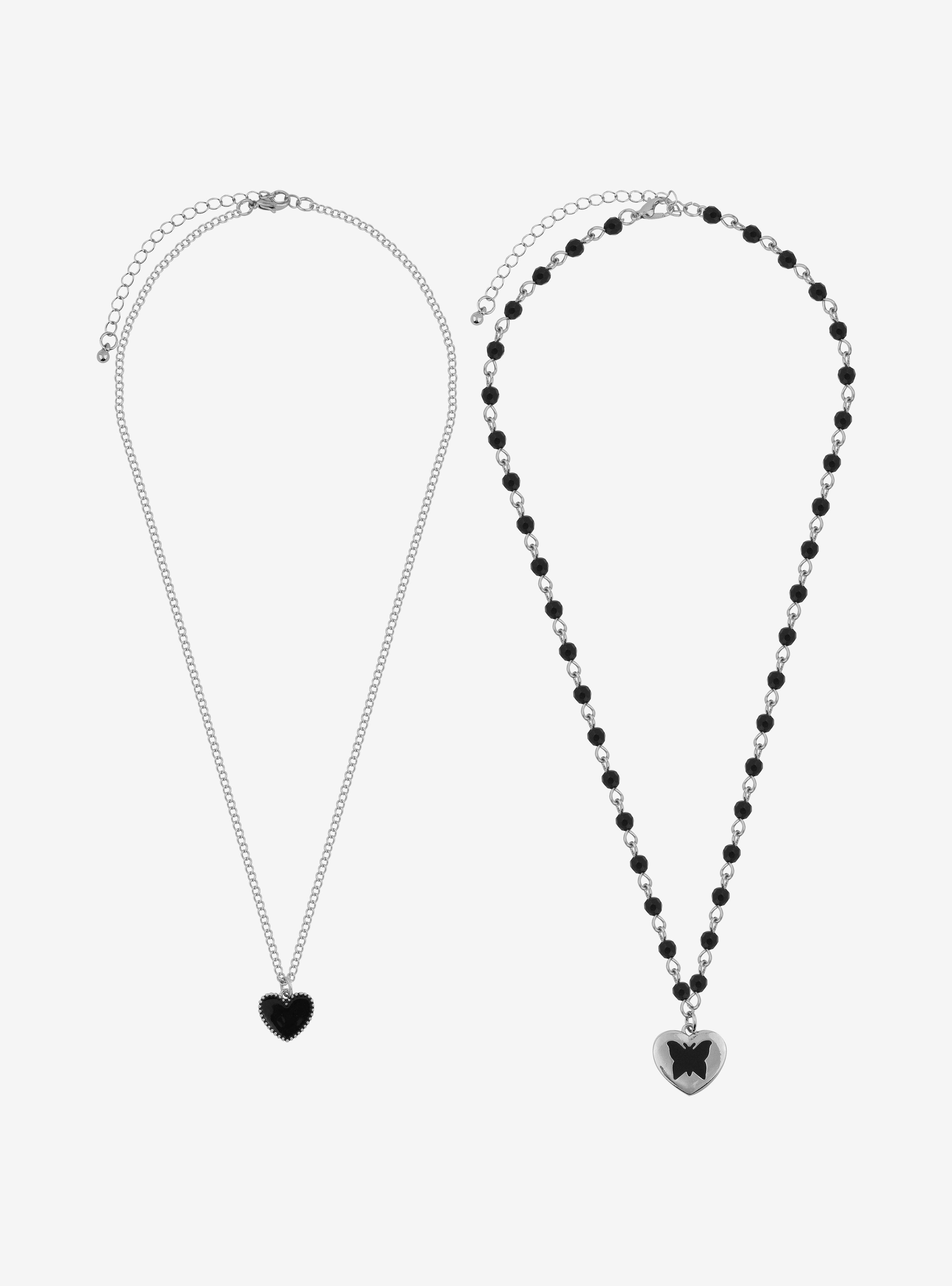 Heart Butterfly Rosary Best Friend Necklace Set, , alternate
