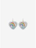 Rainbow Glitter Heart Earrings, , alternate