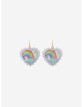 Rainbow Glitter Heart Earrings, , hi-res