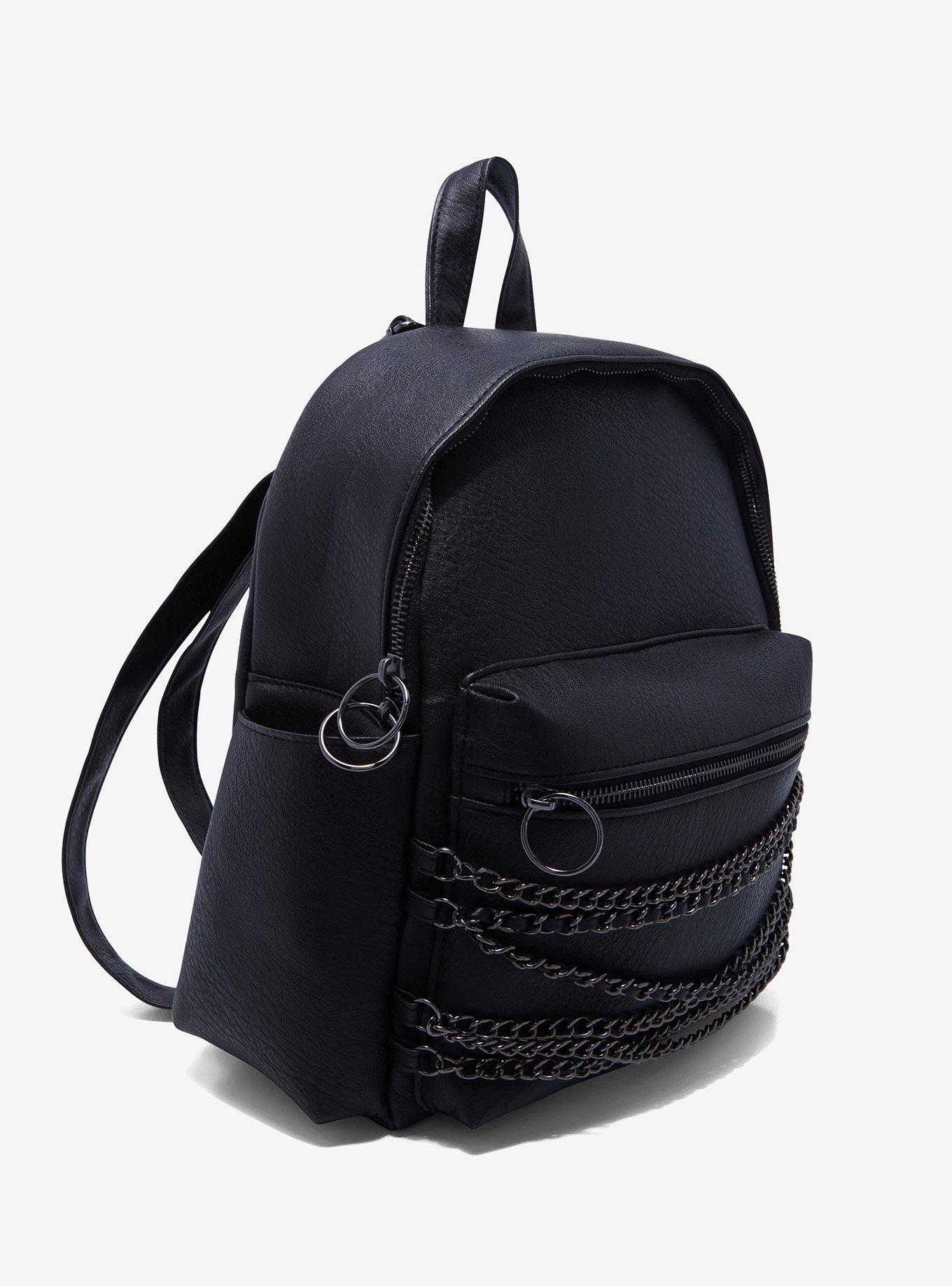 Black Chain Mini Backpack, , alternate