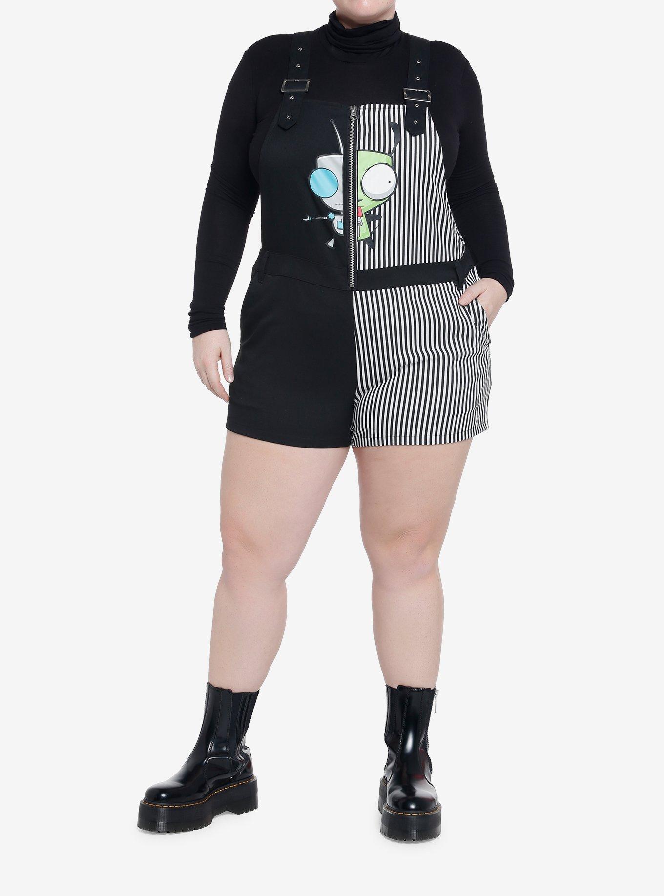 Invader Zim GIR Split Stripe Shortalls Plus Size, MULTI, alternate