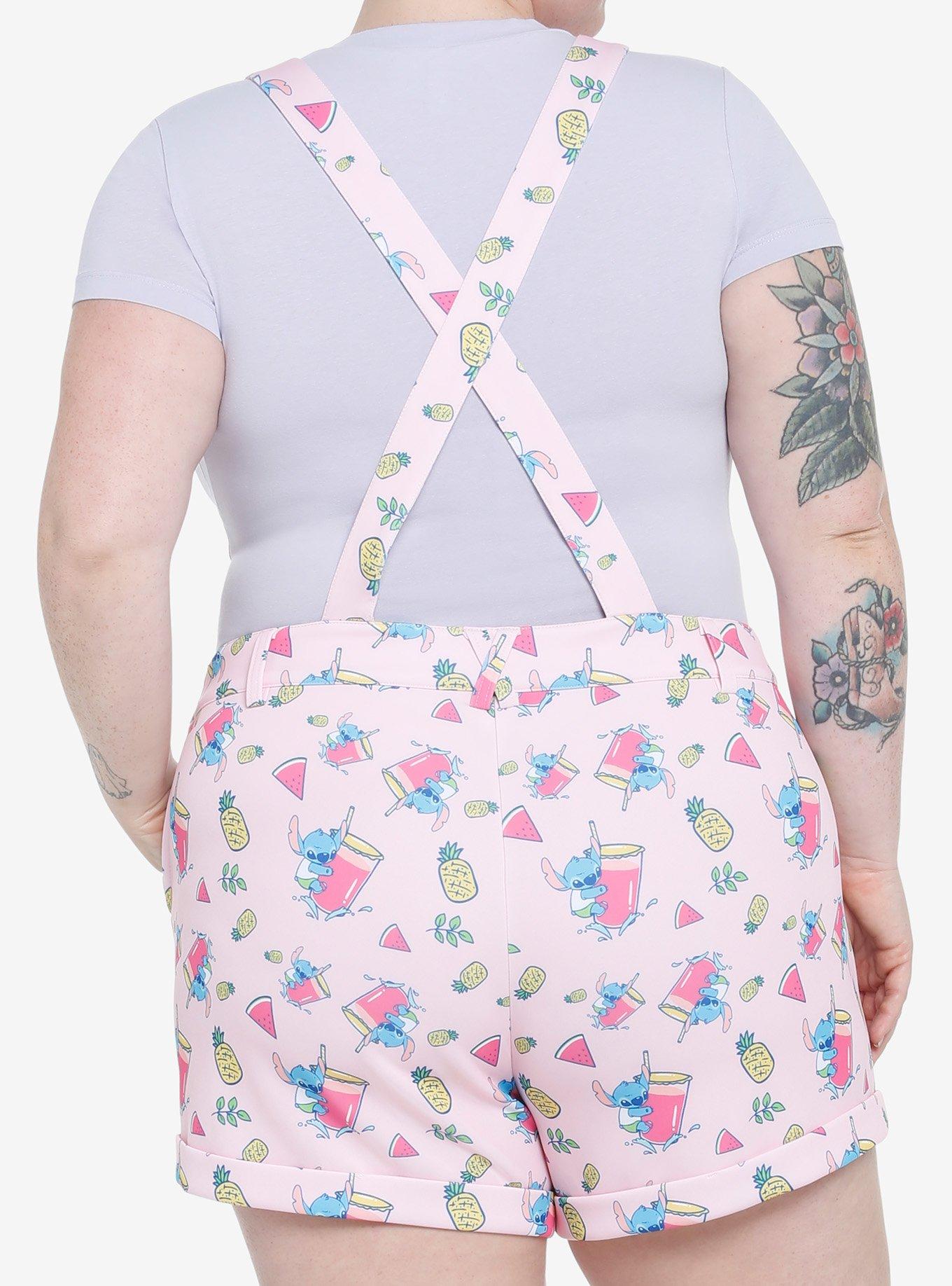 Disney Lilo & Stitch Pastel Tropical Shortalls Plus Size, MULTI, alternate