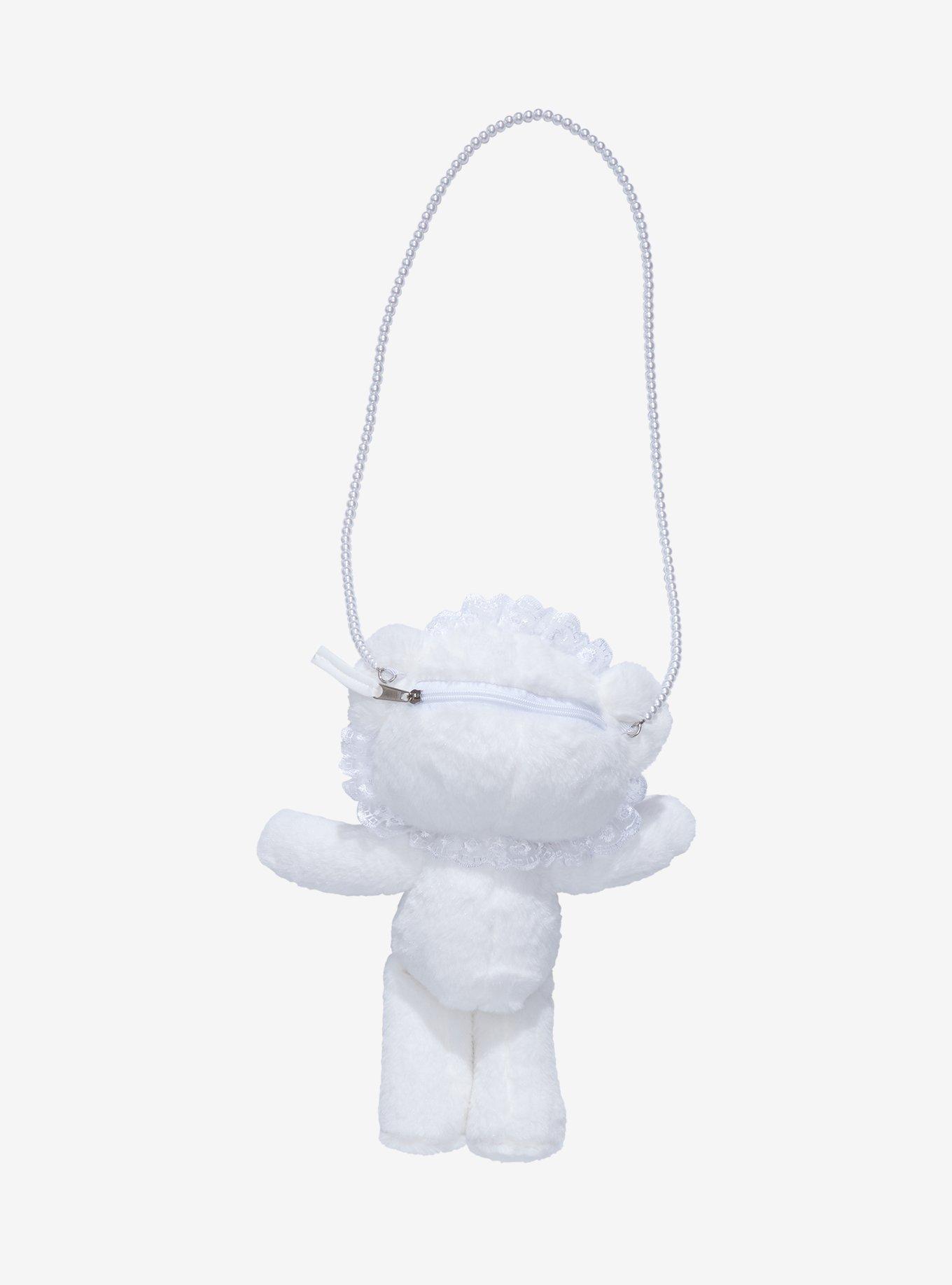 White Pearl Bear Plush Crossbody Bag, , hi-res